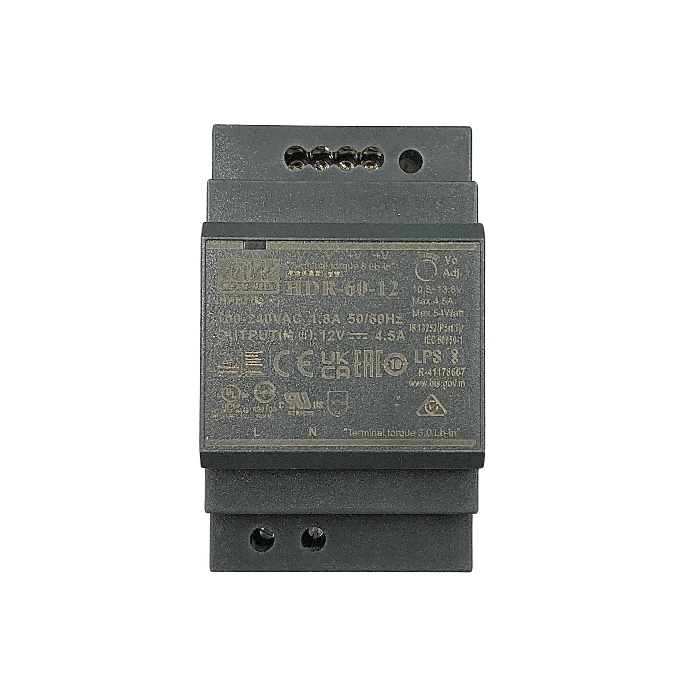 明緯HDR-60-12 軌道式(DIN Rail)電源供應器12V4.5A 54W