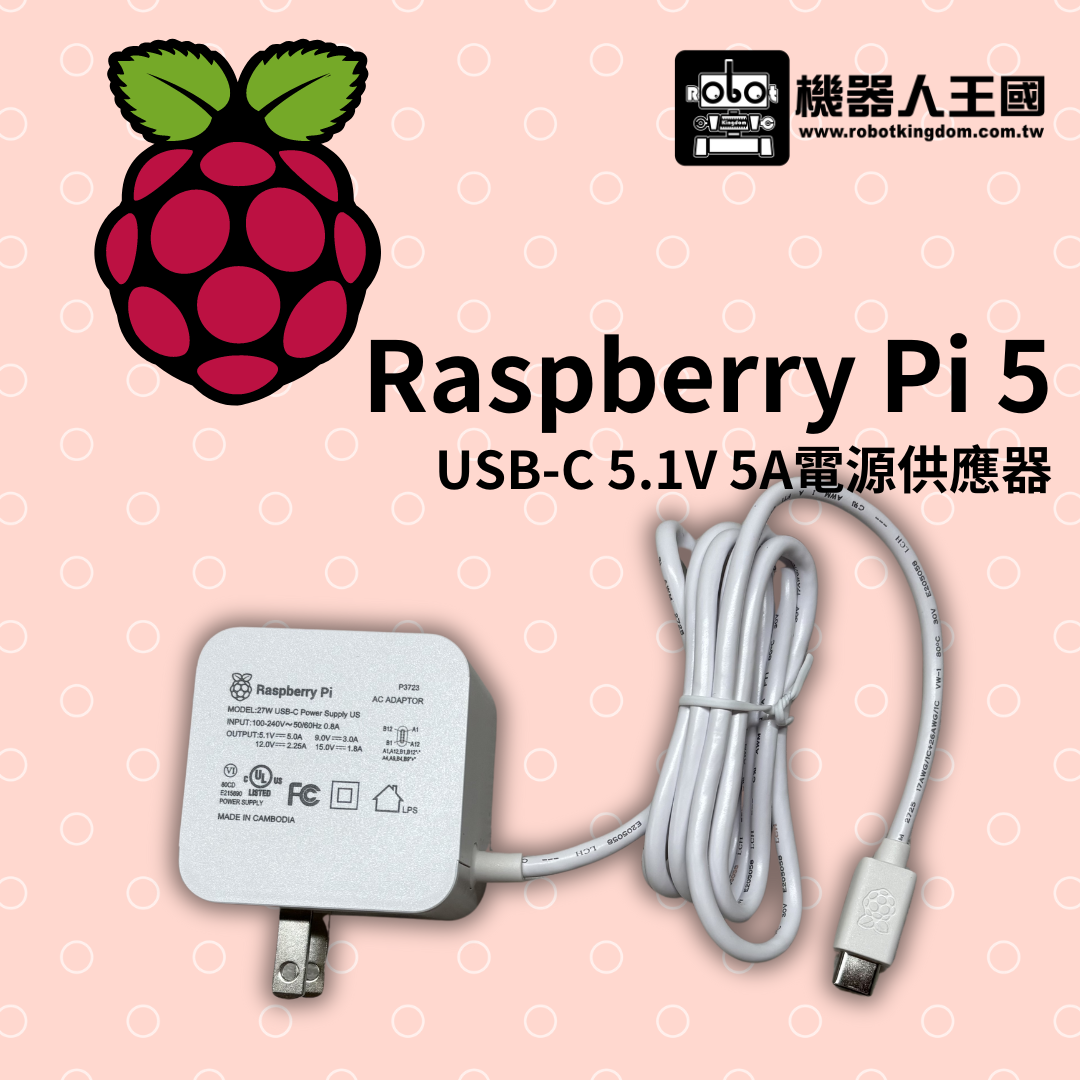 【現貨】USB-C 5.1V 5A電源供應器(樹莓派基金會原廠)適用於Raspberry Pi 5