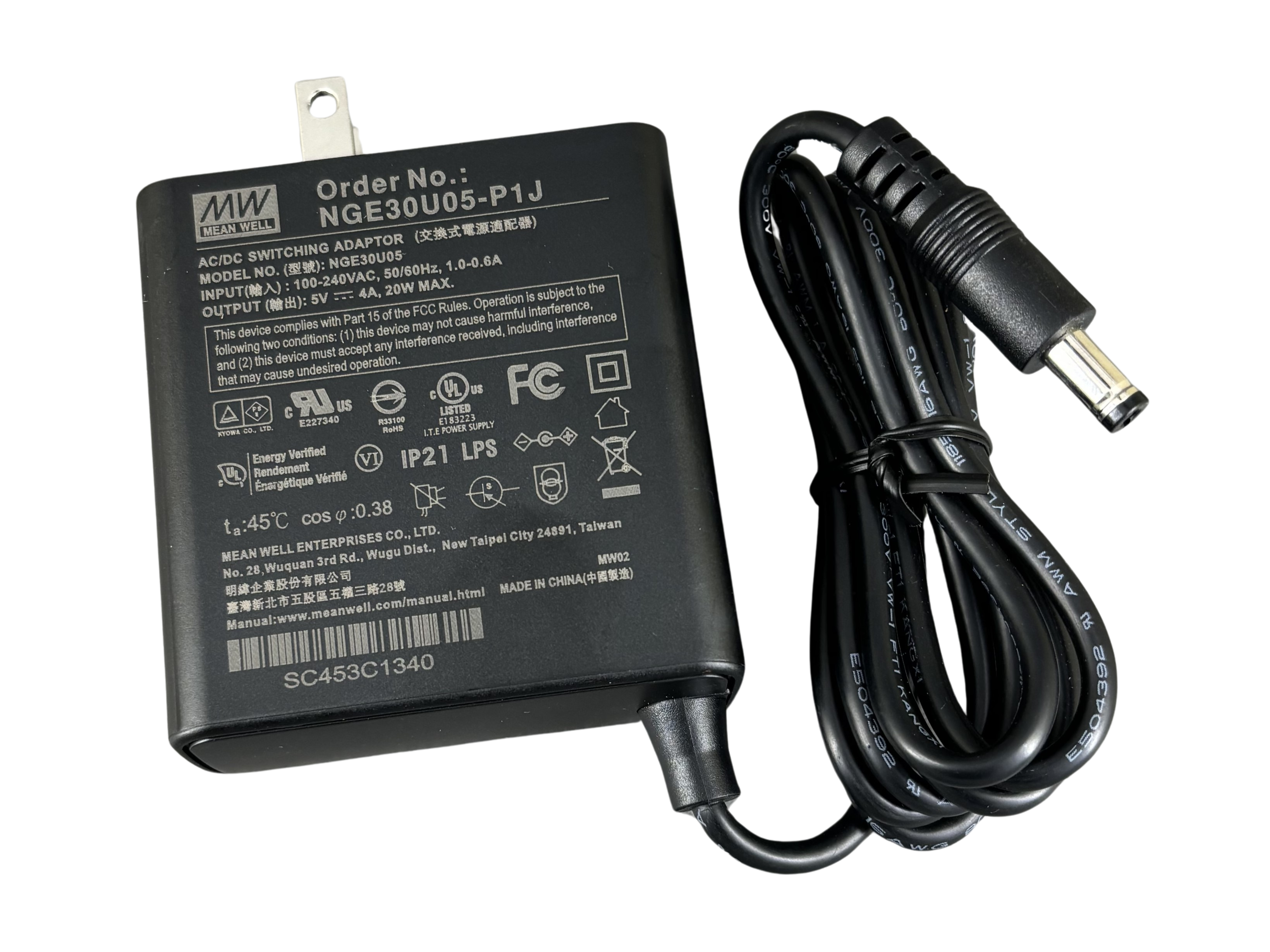 明緯5V4A 20W直流變壓器 NGE30U05-P1J