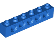 科技類凸點橫桿-TECHNIC BRICK 1X6, Ø4,9 Blue