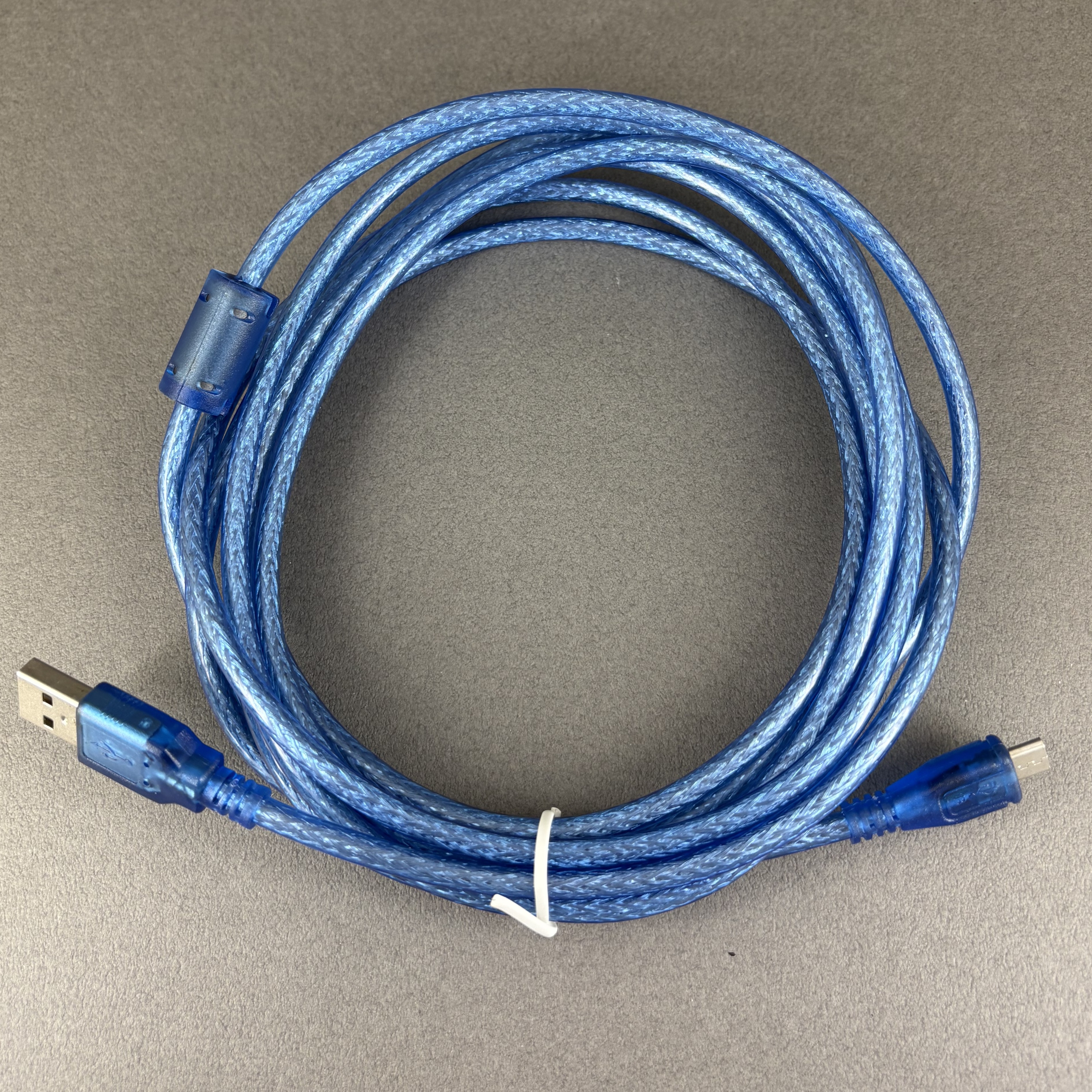 USB2.0 A公轉micro B公傳輸線300CM 透明藍色